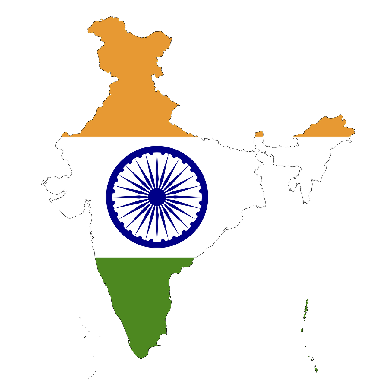 India flag map png sticker